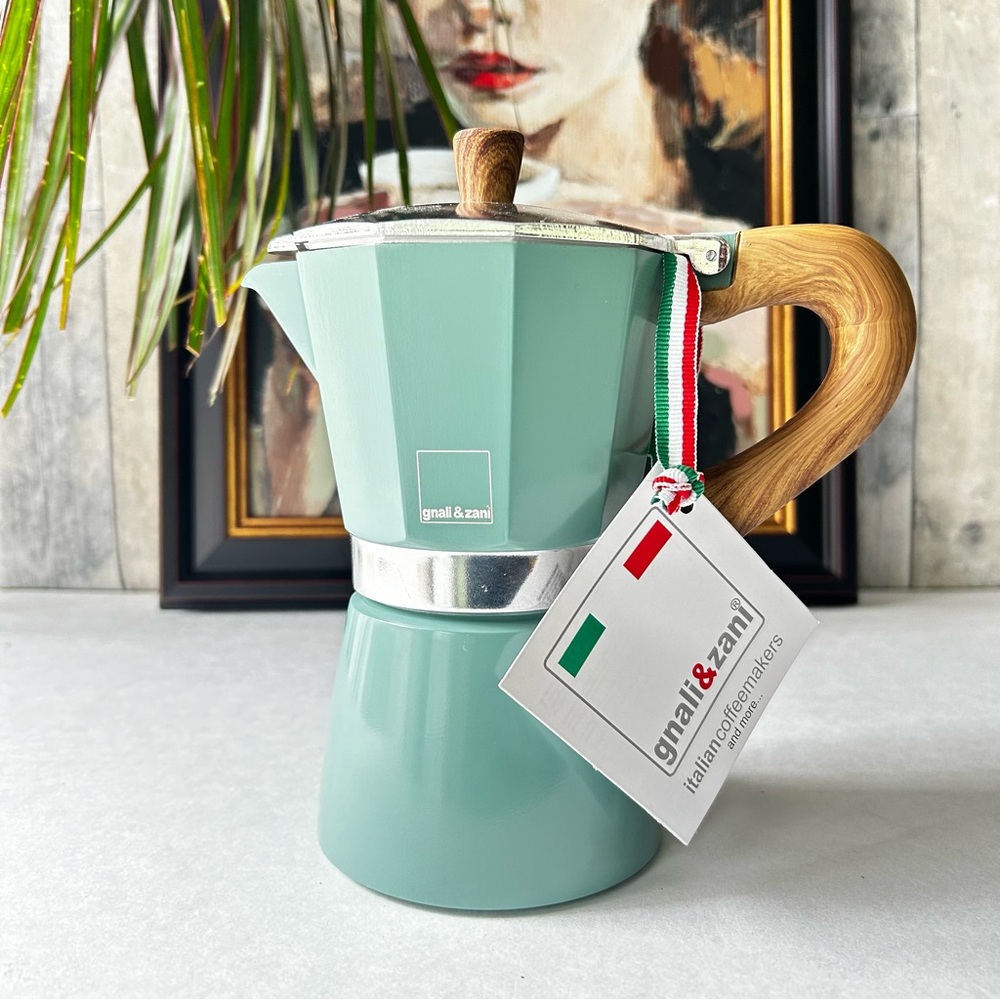 🌴 Minty Gnali & Zani Italian Moka Pot Stovetop Espresso Maker| Coffee - 6 Cup